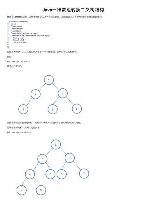 Java一维数组转换二叉树结构