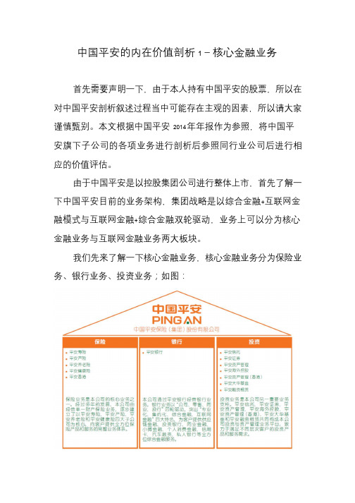 我国平安的内在价值剖析1-核心金融业务