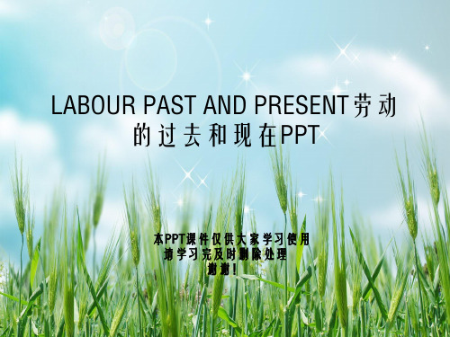 LABOUR PAST AND PRESENT劳动的过去和现在PPT