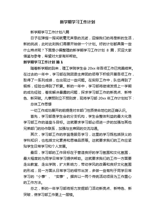 新学期学习工作计划八篇