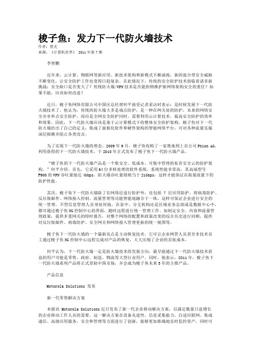 梭子鱼：发力下一代防火墙技术