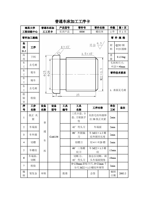 工艺卡