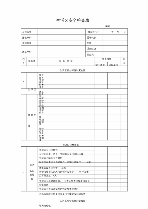 生活区安全检查表.doc