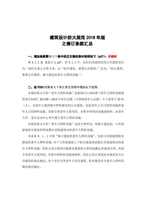 建筑防火规范2018年版学习汇总