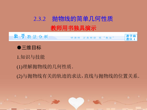 (教师用书)高中数学 2.3.2 抛物线的简单几何性质课件 新人教A版选修1-1