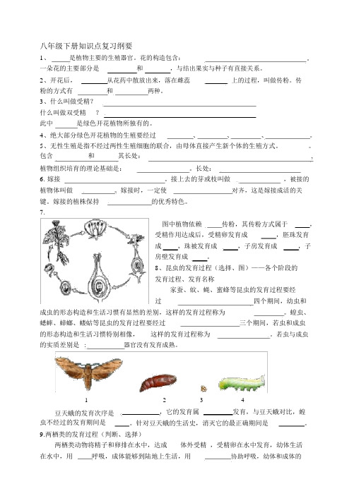 冀教版八年级生物下册知识点复习提纲