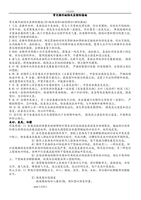 灰铸铁缺陷和预防措施方案