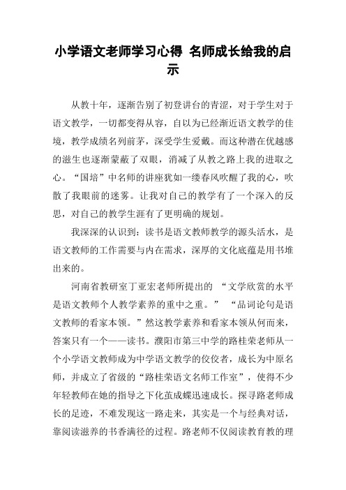 小学语文老师学习心得 名师成长给我的启示