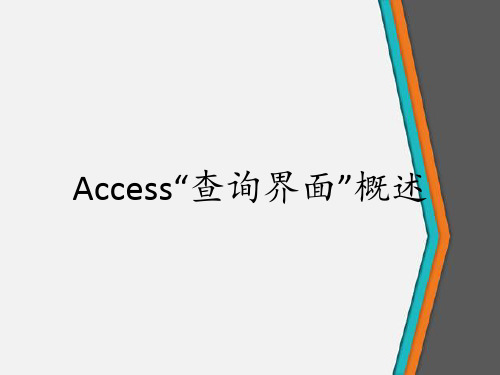 Access“查询界面”概述