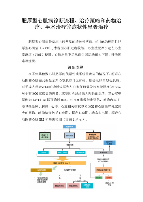 肥厚型心肌病诊断流程、治疗策略和药物治疗、手术治疗等症状性患者治疗