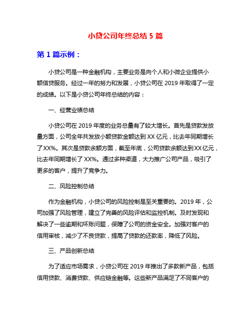 小贷公司年终总结5篇