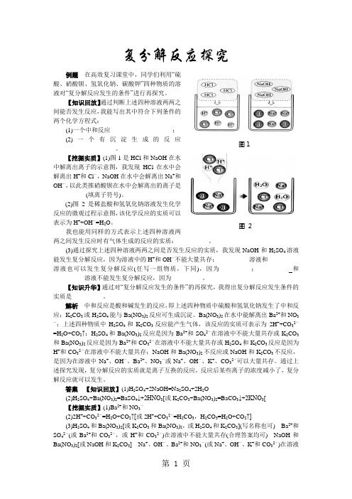 中考化学专题复习热点题型归类：复分解反应探究