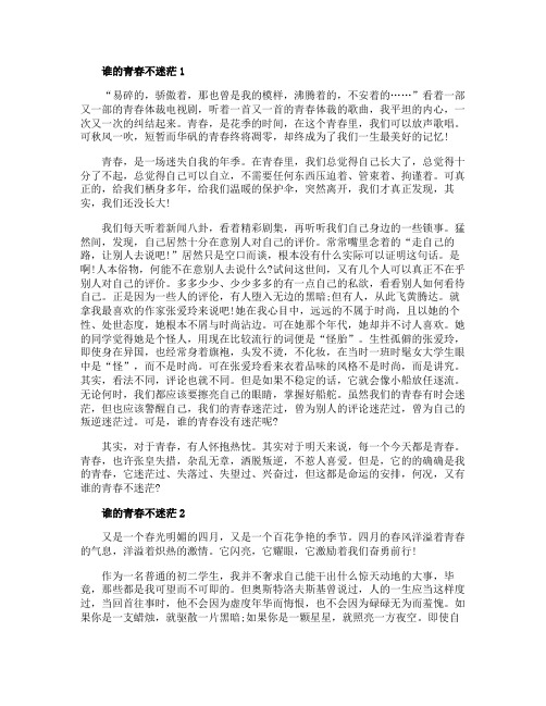 有关谁的青春不迷茫为题的初中作文600字5篇