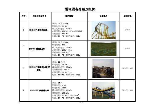 游乐设备介绍及报价