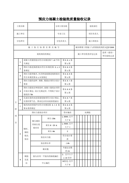 预应力混凝土检验批质量验收记录