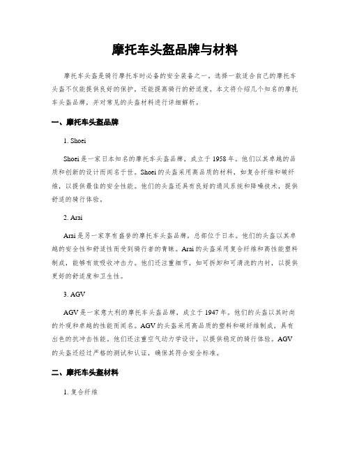 摩托车头盔品牌与材料