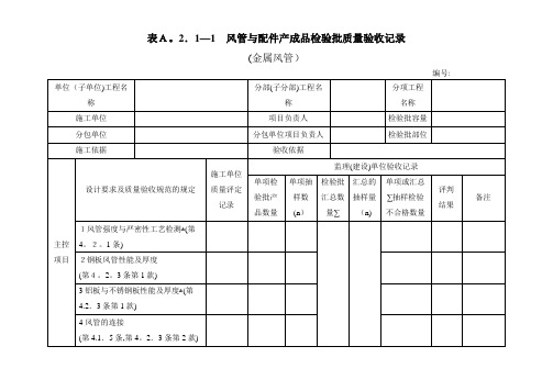 最新《通风与空调工程施工质量验收规范》检验批表格