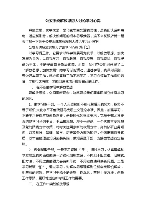 公安系统解放思想大讨论学习心得