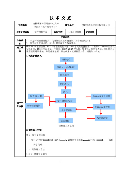 抗浮锚杆施工技术交底99253