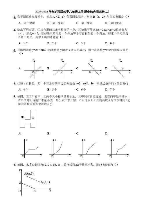 2024-2025学年沪科版数学八年级上册 期中综合测试卷(二)