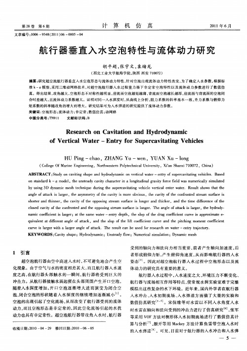 航行器垂直入水空泡特性与流体动力研究