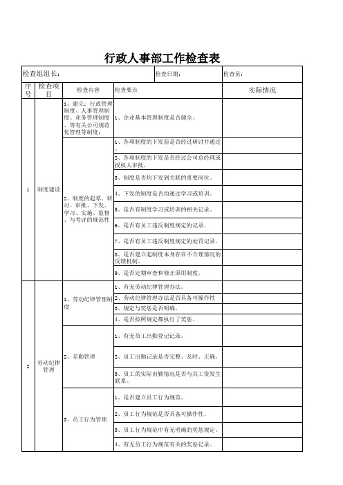 人事行政工作检查表