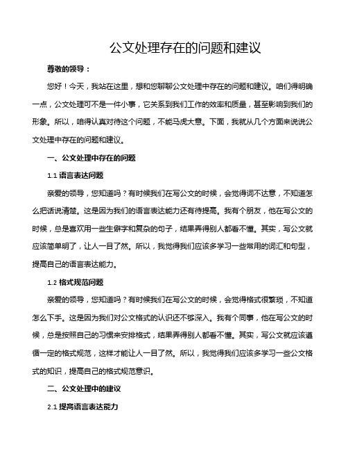 公文处理存在的问题和建议