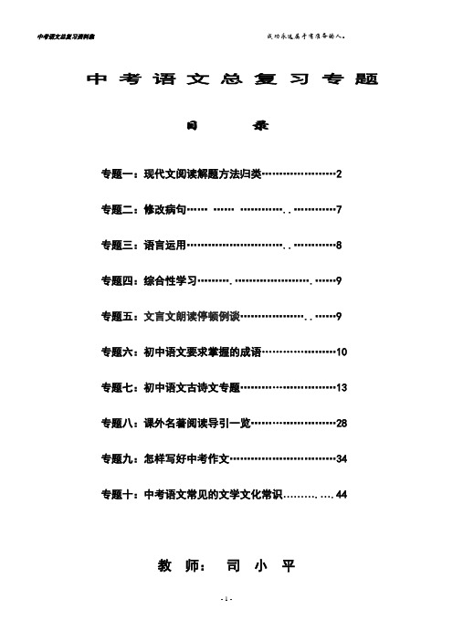 2011初中语文总复习【司小平】