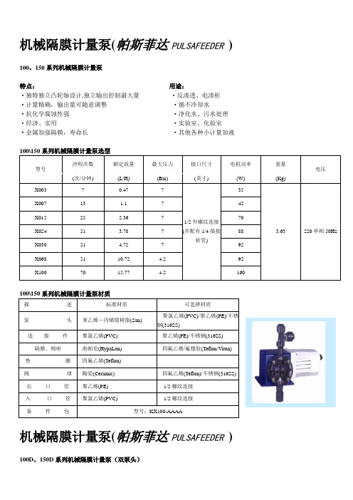 机械隔膜计量泵(帕斯菲达PULSAFEEDER