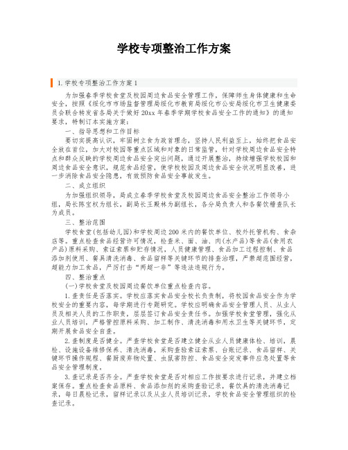 学校专项整治工作方案