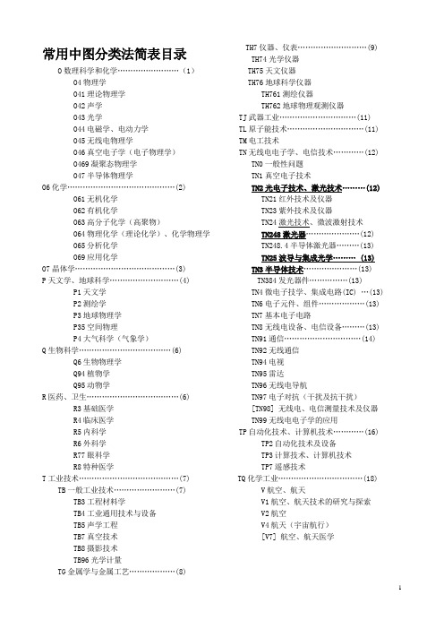 常用中图分类号