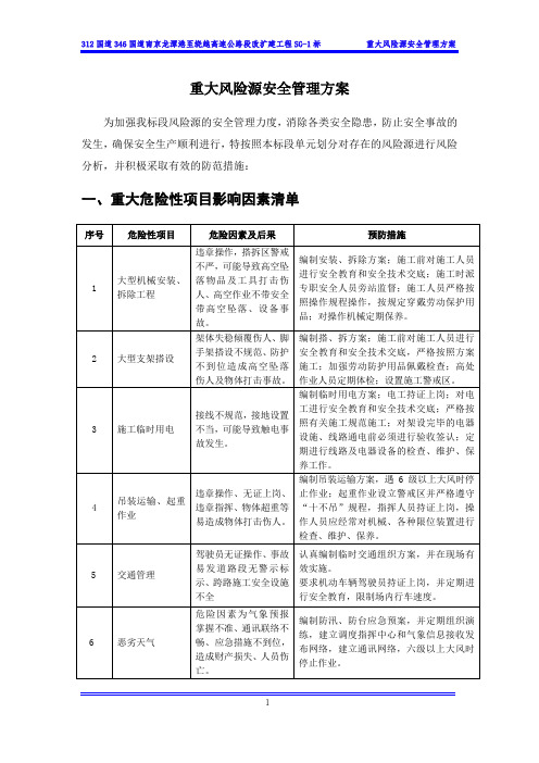 重大风险源安全管理方案 - 副本