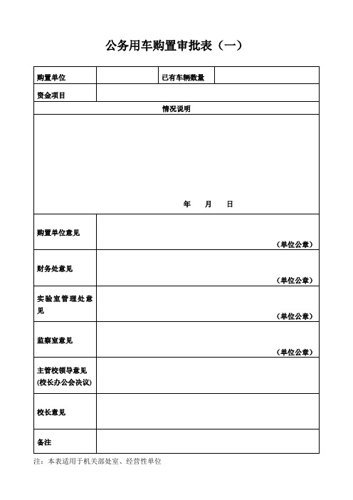 公务用车购置审批表【模板】