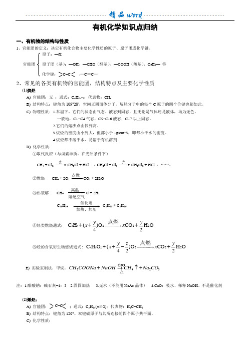 有机化学知识点总结归纳(全)