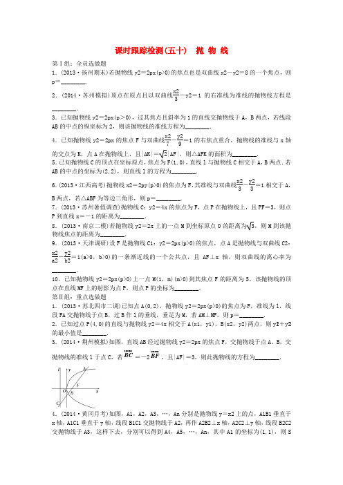 【三维设计】届高考数学大一轮(夯基保分卷+提能增分卷)第八章 抛物线配套课时训练(含14年最新题及解析)