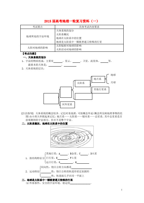 江苏省如皋中学2015届高考地理一轮复习资料(一)