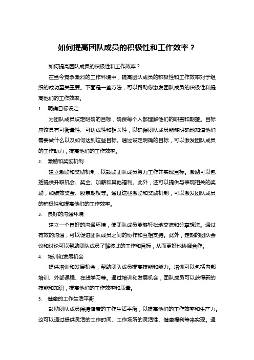 如何提高团队成员的积极性和工作效率？