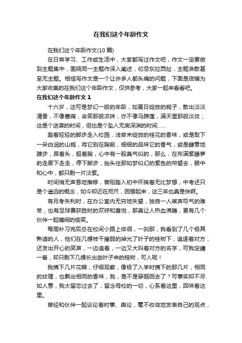 在我们这个年龄作文