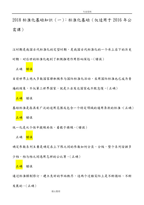 2018年标准化基础知识[一]_标准化基础[仅适用于2017公需课]