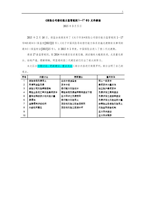 《保险集团公司偿付能力管理规则117号》文件解读