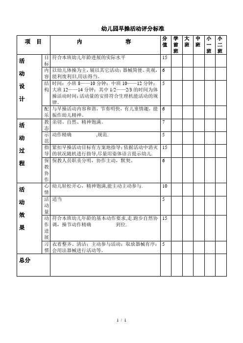 早操活动评分标准