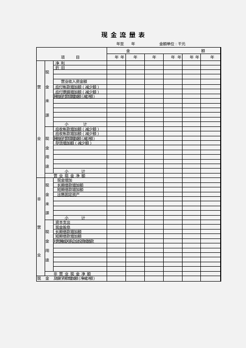 现金流量表word模版