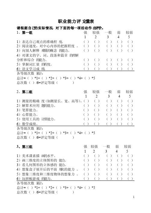 职业能力评定量表