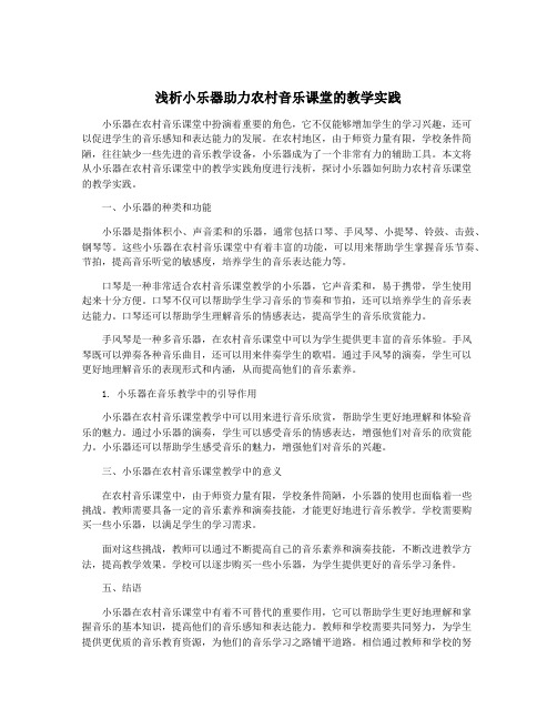 浅析小乐器助力农村音乐课堂的教学实践