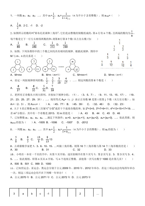 初一数学代数式规律题