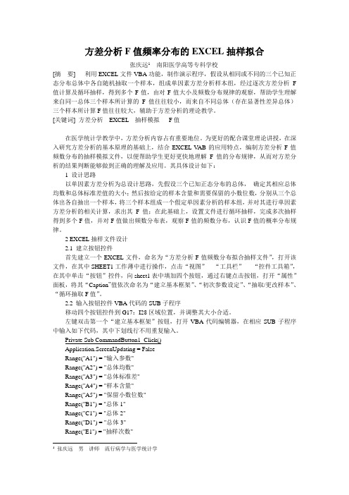 方差分析F值频率分布的EXCEL抽样拟合