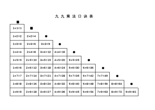 九九乘除法口诀表加练习(经典打印版)