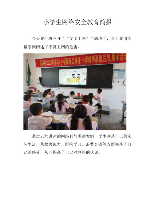 A10活动简报——小学生网络安全教育简报