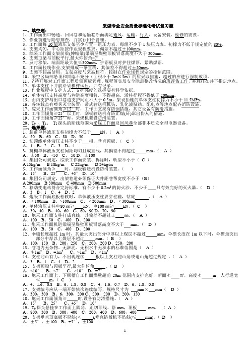 采煤专业安全质量标准化考试复习题