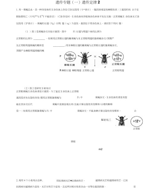 高三生物二轮复习遗传专题(一)遗传定律2专题练习